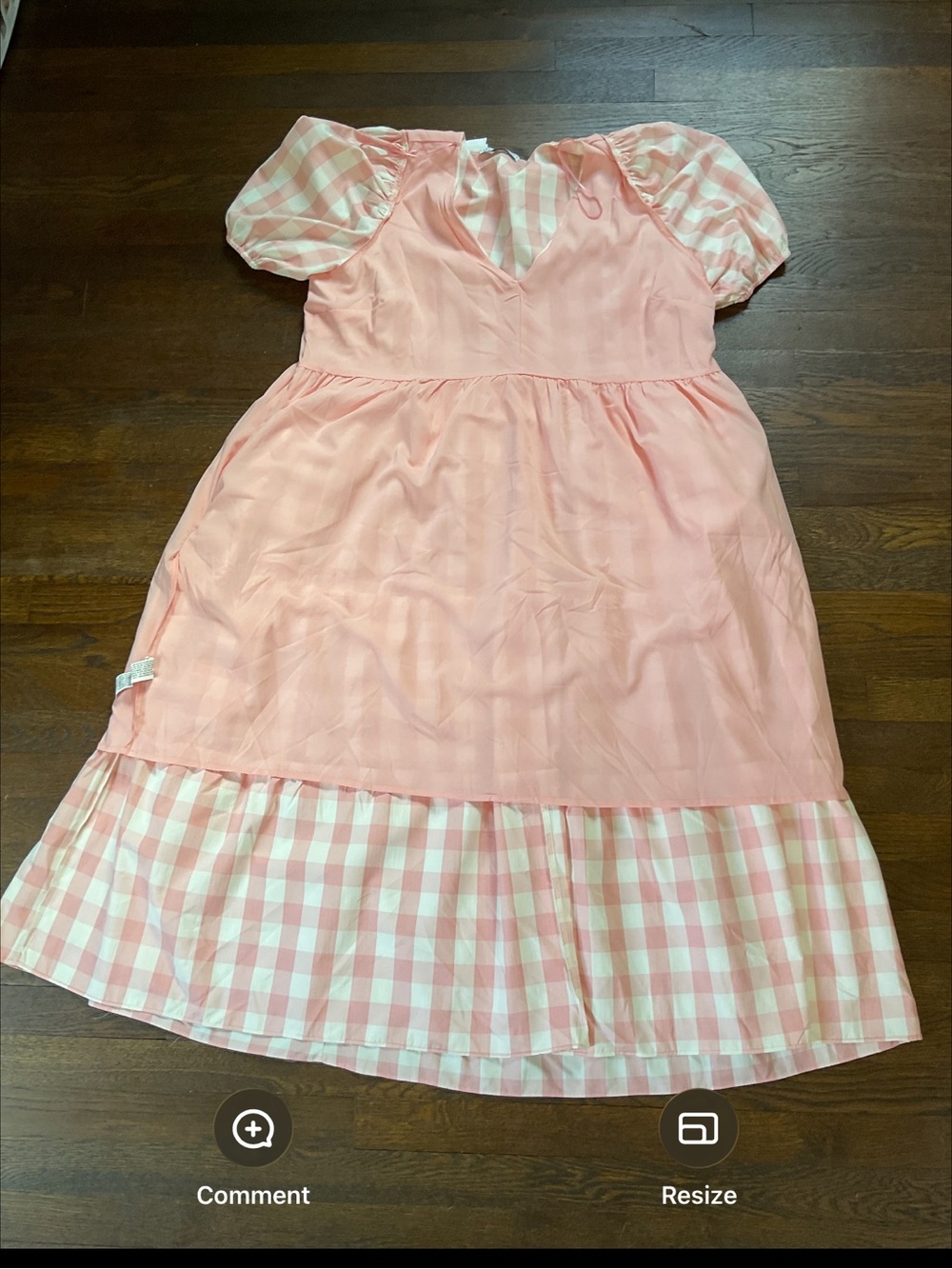 English Factory 2X Pink Gingham Puff Sleeve Tiered Maxi Dress NWT - Picture 10 of 12